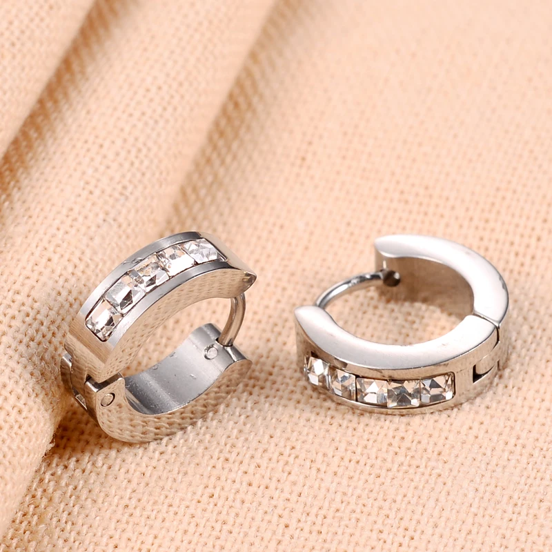 QianBei Fashion Fantastic Top Quality Stainless Steel Studs Hoop womens Classic Earrings HOT