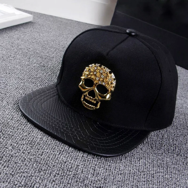 Cool Novelty Skull Rivets Punk Hip Hop Baseball Cap Men Women SunShade Cotton Sports Sunscreen Cap Street Dance Sun Hats P46