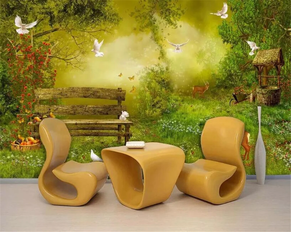 

beibehang Customized modern photo 3d wallpaper fantasy natural forest elk children's room TV background wall painting wallpaper