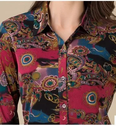 Real silk knit shirt big yards loose middle-aged women's clothing 100% mulberry silk flower long sleeve blouse