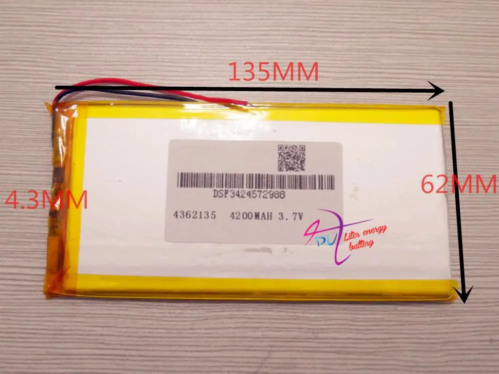 3.7 V 4362135 4200MAH  lithium polymer battery