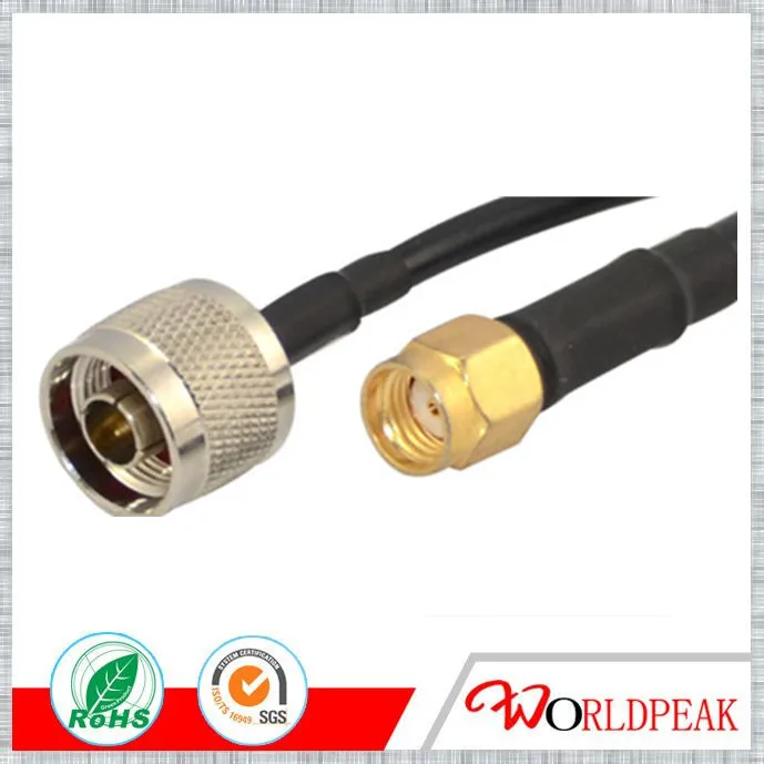 Free shipping  2Pcs 30cm 1ft N male to rp sma male with lmr195 cable assembly