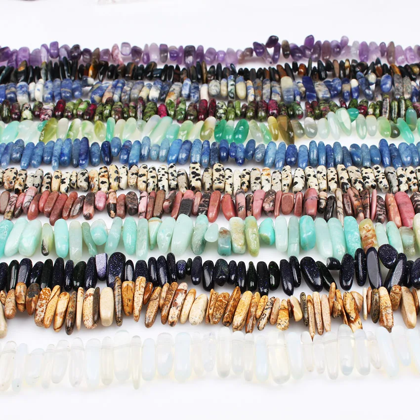 13 Design 12-19mm Opal Crystal Natural Stone Gravel Materials Stick Shape Gems Loose Beads Strand 16\