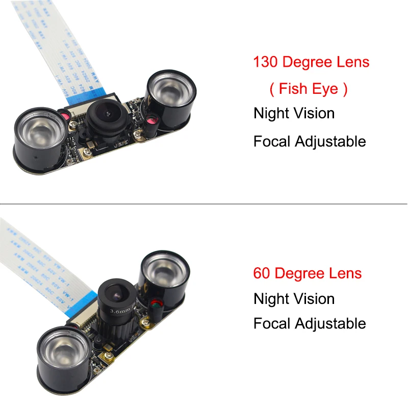 Raspberry Pi 5MP Camera Night Vision Camera 60 130 Degree OV5647 Camera + 50cm FFC for Raspberry Pi 5 / 4B / 3B+ / 3B / Zero