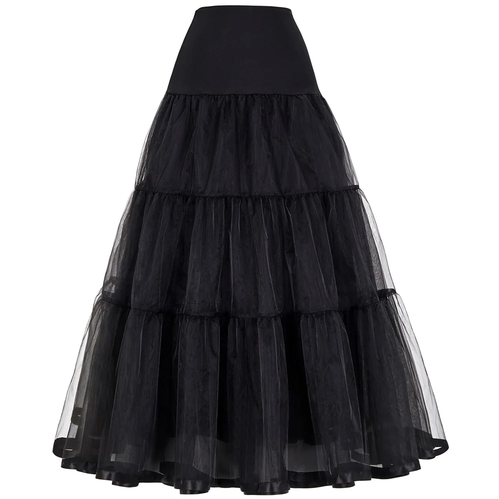 

Grace Karin Tulle Skirts Women Pleated Long Skirt Faldas Bridal Wedding Petticoat Midi Skirt Saia Longa Vintage Maxi Skirts