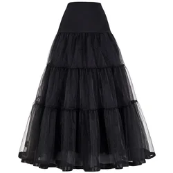 Grace Karin Tulle Skirts Women Pleated Long Skirt Faldas Bridal Wedding Petticoat Midi Skirt Saia Longa Vintage Maxi Skirts