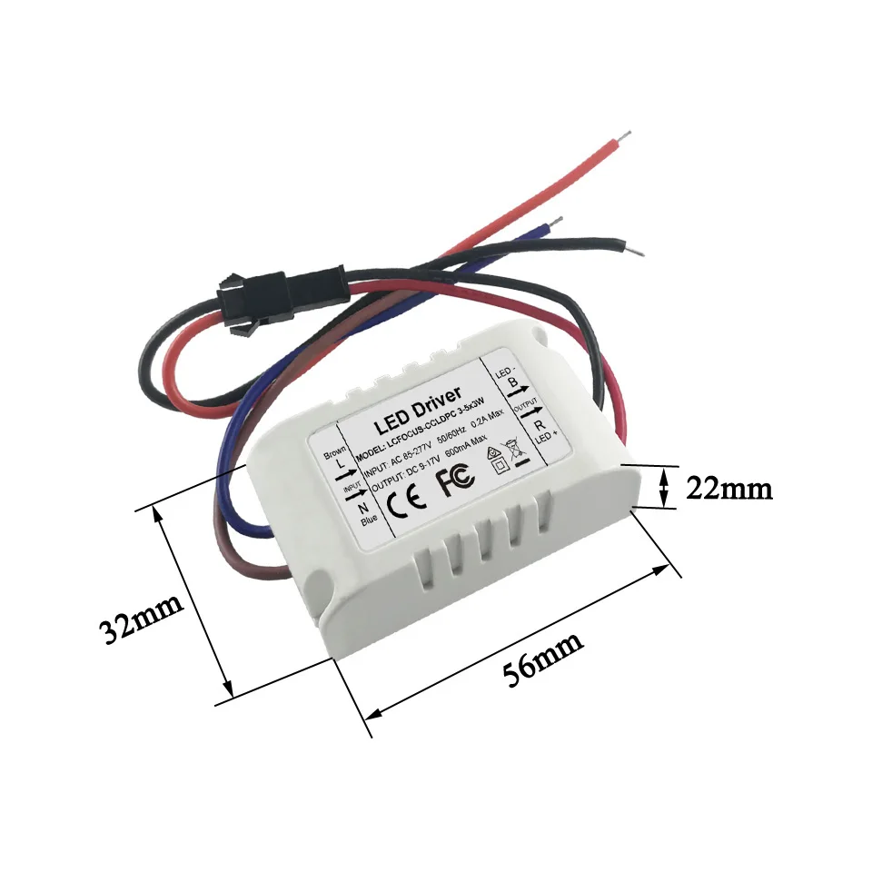 External 3-5x3W LED Driver 9W 12W 15W Output DC9-17V Lighting Transformers Constant Current 600mA Power Supply