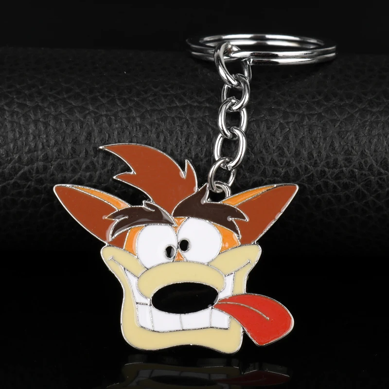 Game Crash Bandicoot Pendant Keychain Power Armor Cosplay Keyring Accessories Anime Figure Model Carton Dog Keychain Holder