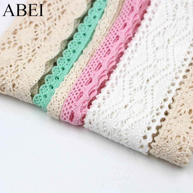 10yards/lot White Cotton Lace Trims 100% Cotton Beige Ribbon Material Diy Hometexile Curtain Clothes Fabric Lace Trimming