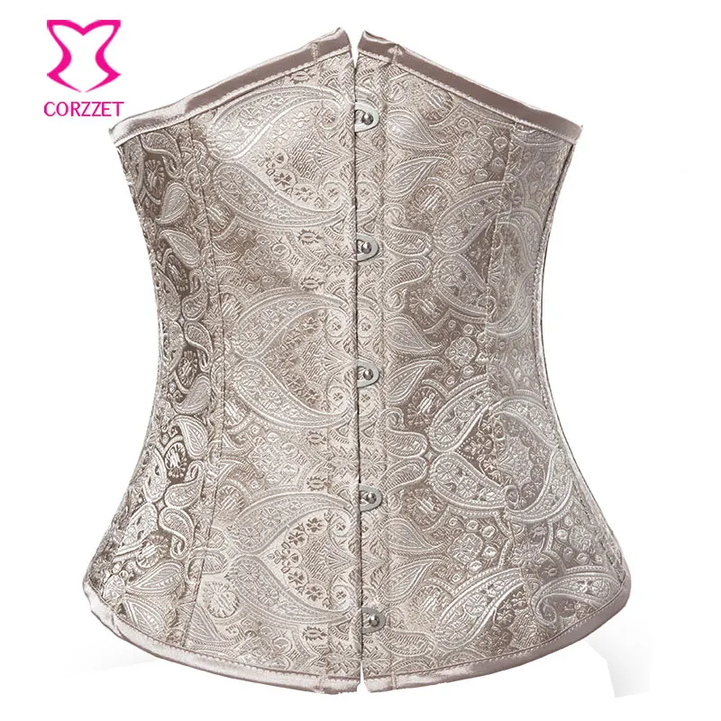 Beauty Paisley Pattern Jacquard Waist Cincher Underbust Corset Sexy Lingerie Bustier Top Corsets and Bustiers Korsett For Women