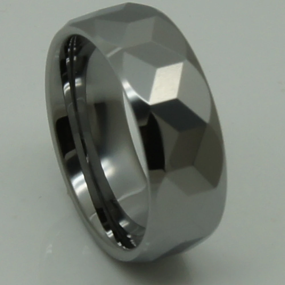 men jewelry 8mm cubic geometrical facet  hi-tech scratch proof wedding tungsten ring