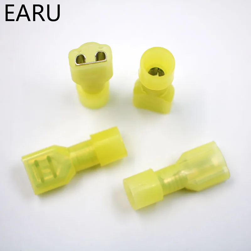 FDFN5-250 FDFN5.5-250 NYLON brass Female Insulated Spade joint Cable Wire Connector 100PCS/Pack suit 4-6mm2 12-10AWG FDFN Plug