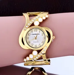 Relojes de pulsera de oro de lujo para mujer, reloj de diamantes de moda para mujer, reloj femenino elegante