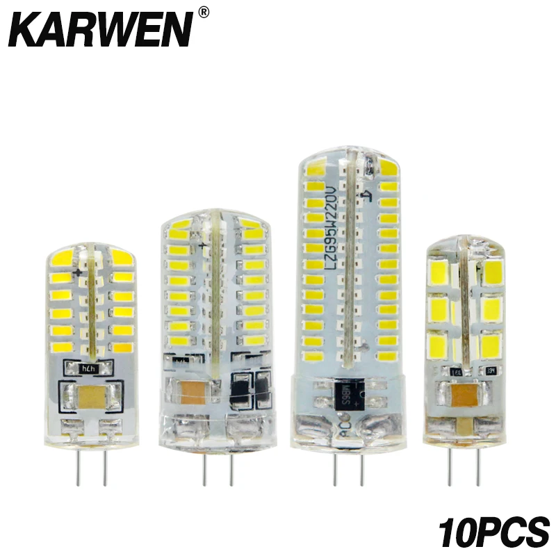 KARWEN 10pcs LED G4 Bulb Lamp High Power 3W SMD2835 3014 DC 12V AC 220V Light 360 Beam Angle Replace For Crystal Chandelier