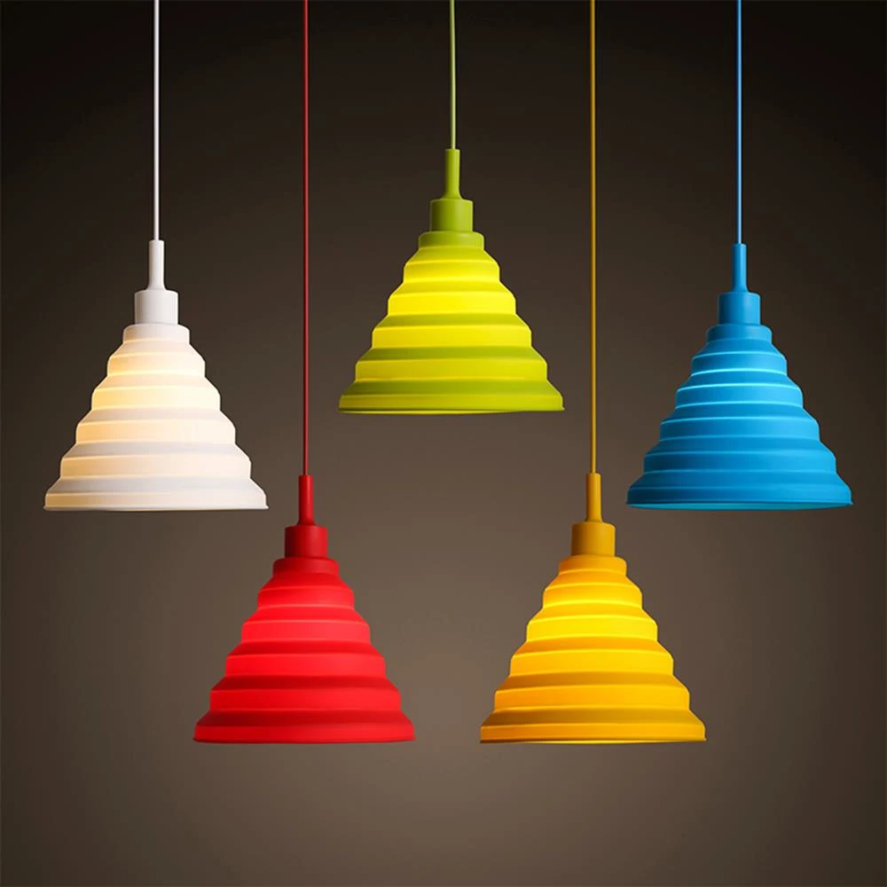 Modern Pendant Lights Fashion Wire Chandelier Simple Ceiling Lights Colorful Silicone Lamps DIY Design Stretchable Lampshade E27