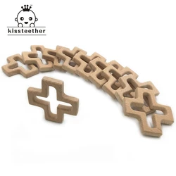 DIY Wooden Personalized Pendent Organic Beech  Cross Natural Handmade Baby  Teether For  Teething Nursing