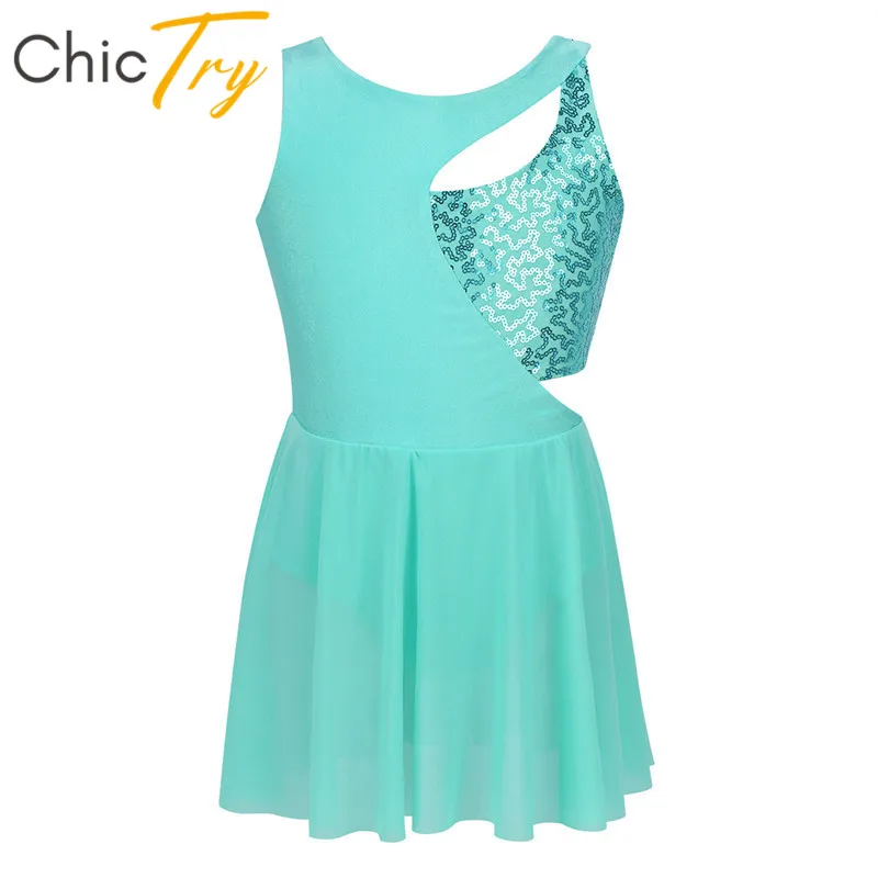 Chictry Bambini Shiny Paillettes Senza Maniche Figura Pattinaggio su Ghiaccio Vestito da Balletto Ginnastica Body per Bambini Delle Ragazze di Danza Liriche