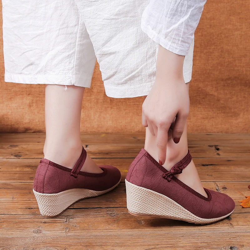 Beijing Cloth Shoes Female Summer Wedges Mother Shoes Ethnic Platform Shoes Women