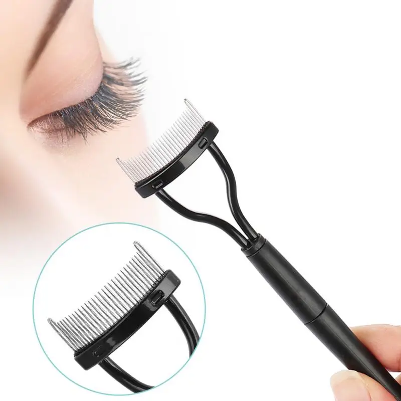 Peigne bigoudi pour cils, séparateur de cils, brosse en métal, guide de mascara, applicateur de sourcils, bigoudi, outil de maquillage beauté des yeux, 1P