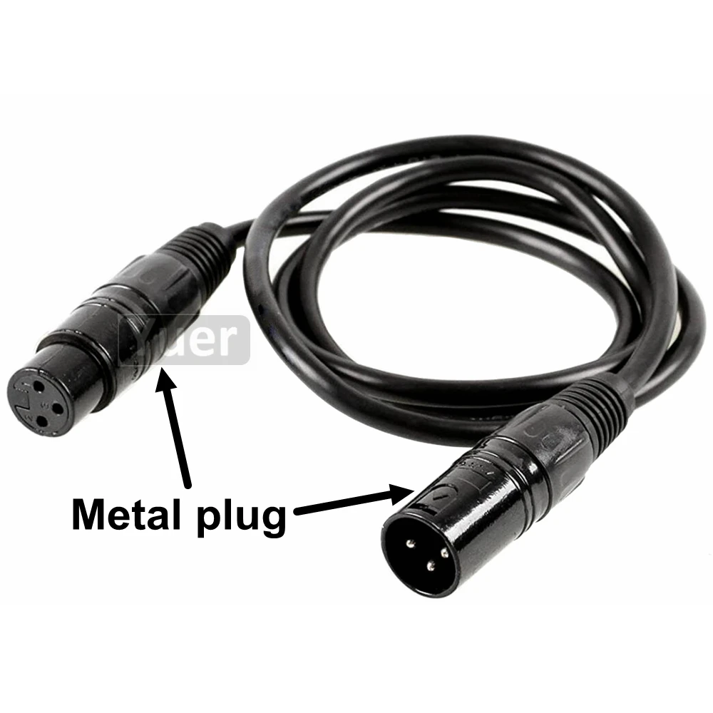 High-Quality Metal Plug 2 Meter 3-Pin DMX Signal Connection Shielded XLR Male to Female For LED Moving head Fogger Par Llight