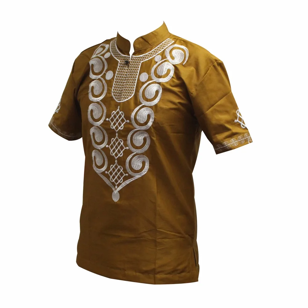 Dashikiage Men's Embroidery Wonderful Colors Traditional Mali African Vintage Top