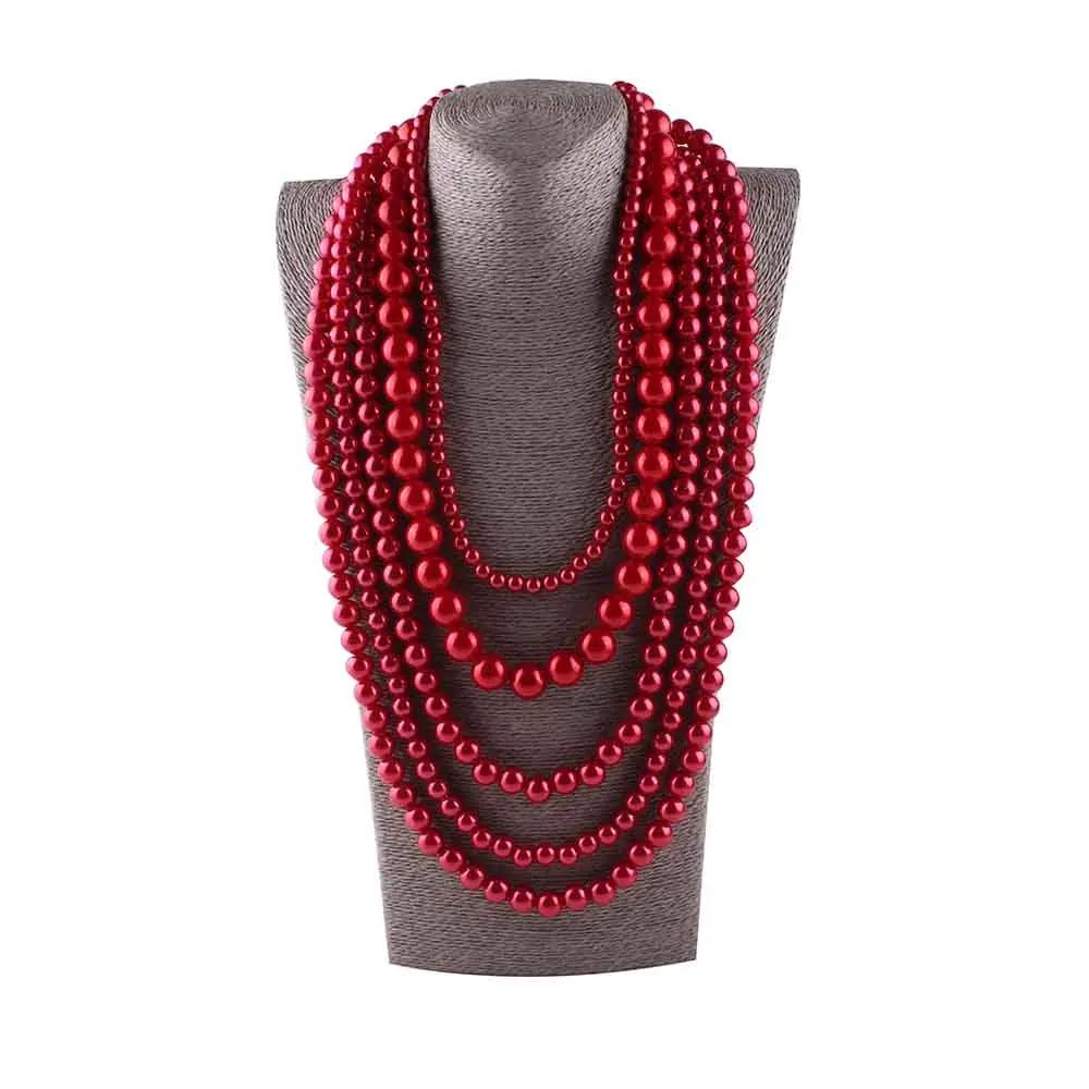 JIOFREE big beads Simulated Pearl Necklace multi layer necklace Statement Necklace popular women Bohemian party women  jewelry