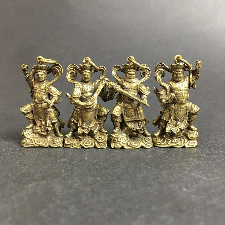 

Collection Chinese Brass Carved The Four Heavenly Kings Four Diamond Buddhas Exquisite Statue