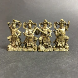Collection Chinese Brass Carved The Four Heavenly Kings Four Diamond Buddhas Exquisite Statue