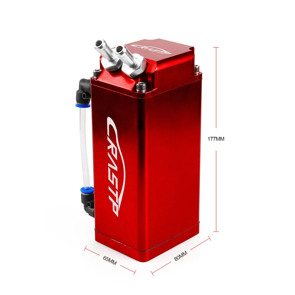 RASTP-Square 0.75L Universal Aluminum Racing Oil Catch Tank Can Engine Reservoir Tank / Oil Tank With Hose Indicator RS-OCC018