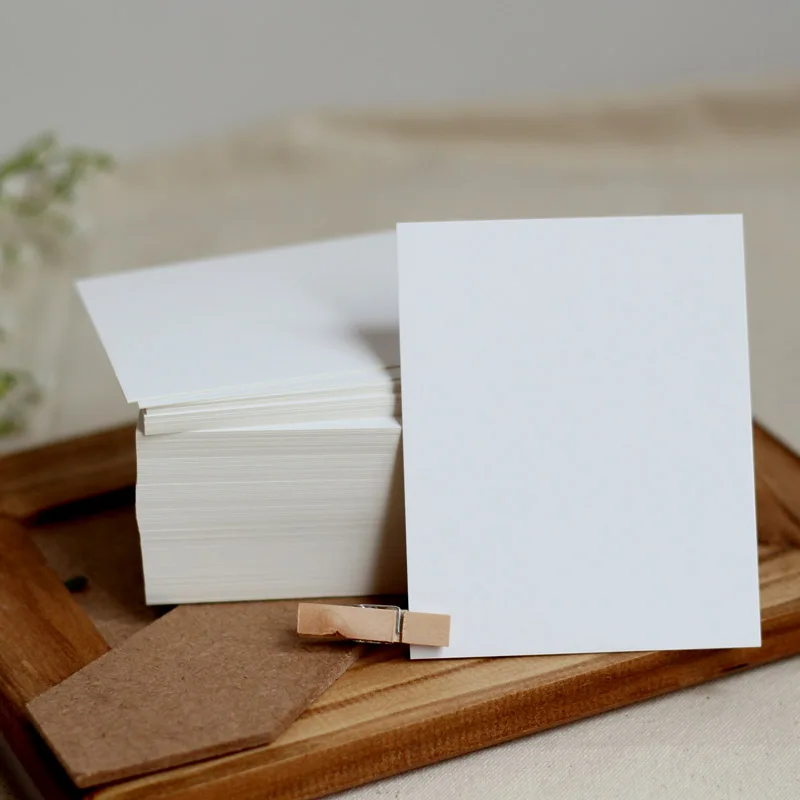 Wooden paper white blank card DIY handwritten message card postcard 350g blank thick paper