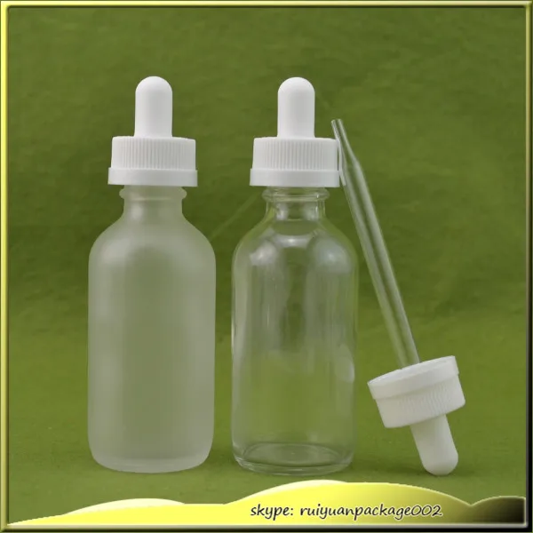 

100pcs * 60ml Clear Boston Round Bottle With Childproof lids 2OZ Clear frosted Brown Essential Oil Bottle Glass Container