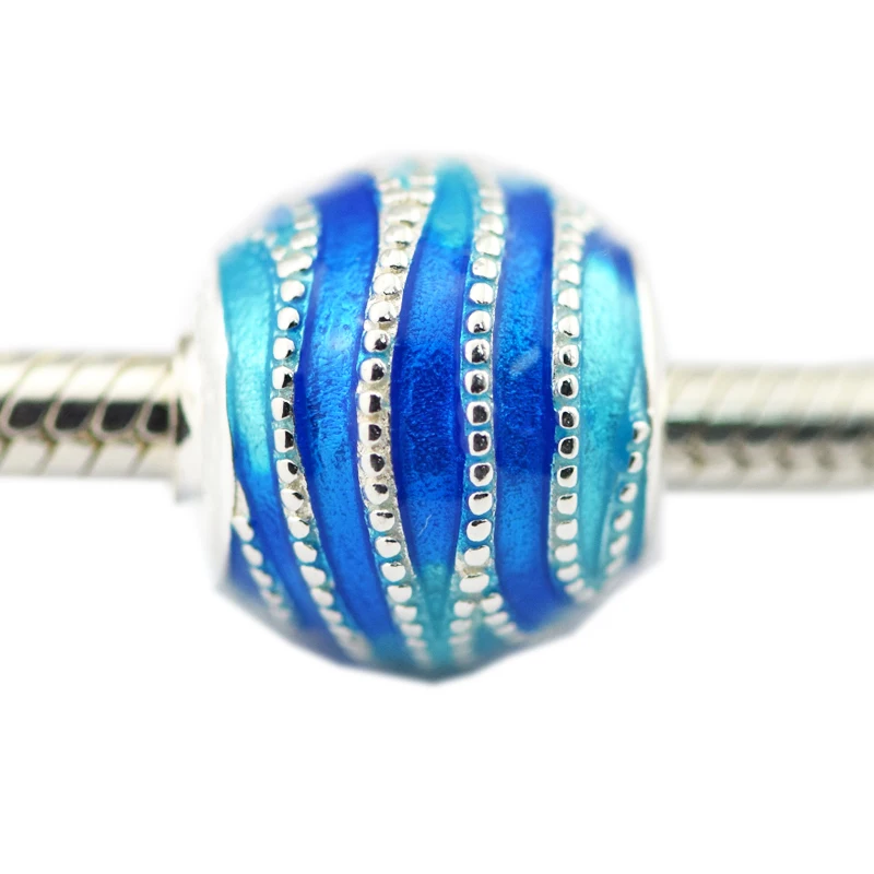 

Blue Swirls Charm Authentic 925 Sterling Silver Original Beads for Jewelry Making Fits Europe Bracelet Women DIY Gift Kralen