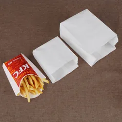 20 Pcs white Kraft Paper bag Oil proof French Fries Fried chicken Bread Hamburger Burrito Paper Bags Takeout food bags