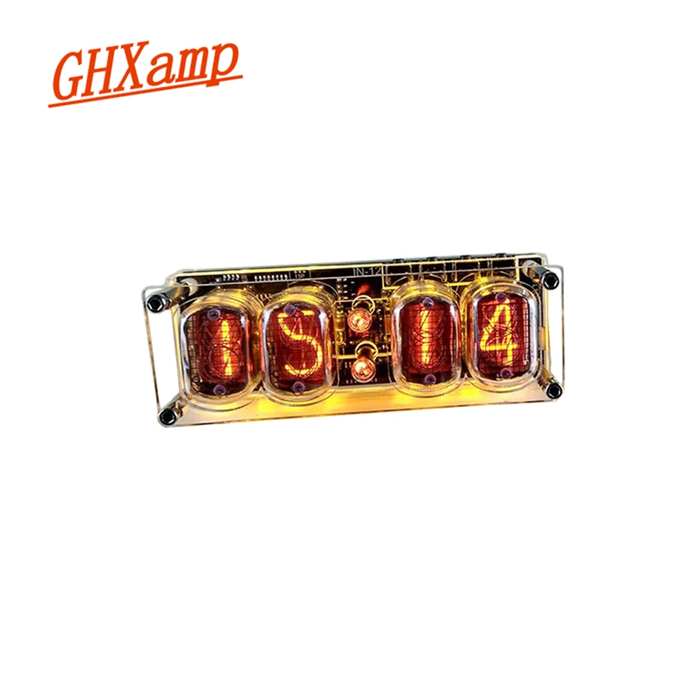 GHXAMP w-12 lampy jarzeniowej 4-cyfrowy zegar kolorowe podświetlenie LED DS3231 zegar Nixie IN-12B DC5V USB elektroniczny DIY