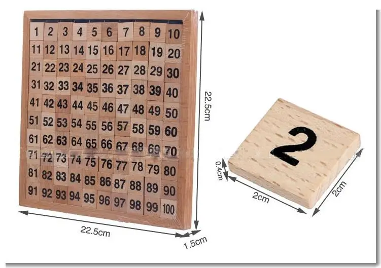 Wooden Montessori Teaching Aids Mathematics 1 - 100 Consecutive Numbers Counting Board Plate Toy