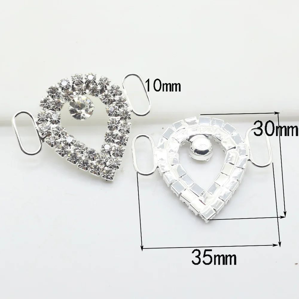 10pc 30*35MM Rhinestone Buckles Diamond Buttons Rhinestone bikine connectorsl buckle Invitation Ribbon Slider Wedding decoration