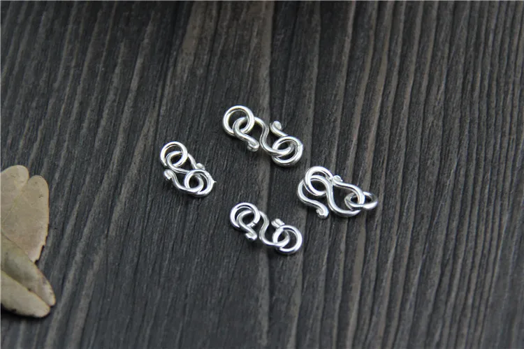 925 Sterling Silver Ornament S Clasp Hooks With Rings 7x16mm Necklace Bracelets Clasp Connectors DIY Fine Jewelry Accessories