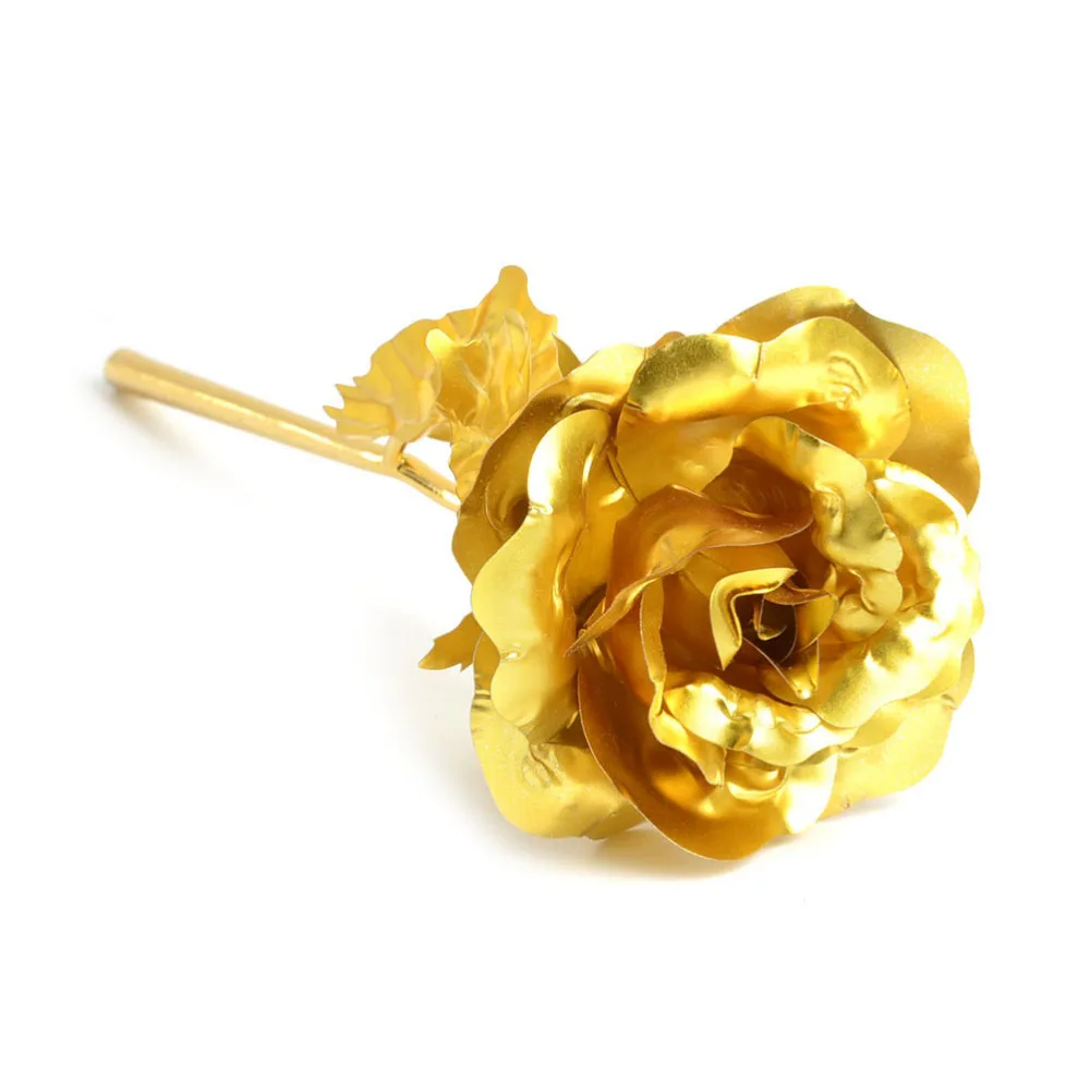 

New Hot Rushed Gold-color Foil Plastic Rose Flower Valentine's Day Gift Showcase Counter Bijoux Displays Women Wedding