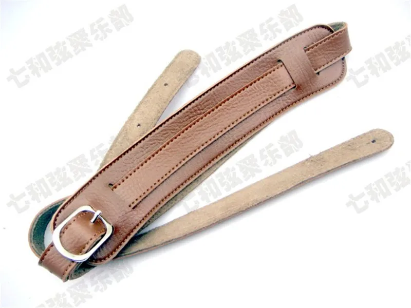 1pcs Yellow-brown Leather Shoulder Pad Adjustable Length Acoustic Electric Folk Bass Guitar Strap Guitar Accessories parts