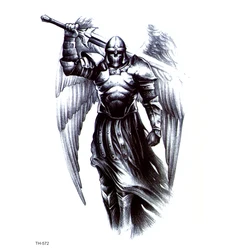 Holy Warrior Waterproof Temporary Tattoos Men Fake Tattoo Sword Warrior body Tatoo Sleeve Art Tattoo Tatuajes henna Tattoo