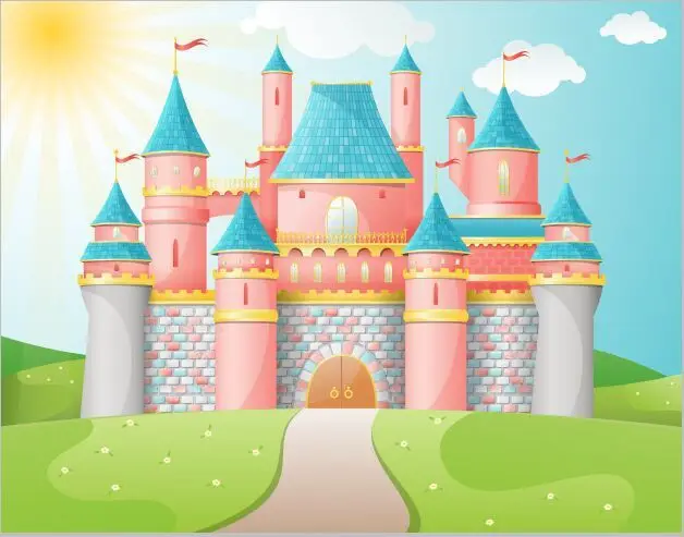 

10x10FT Cartoon Castle House Steeple Towers Flags Baby Kids Children Custom Photography Backgrounds Studio Backdrops Vinyl 3x3m