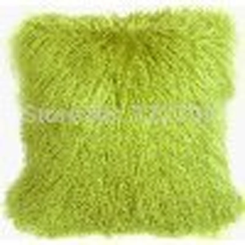 

Greem Real Mongolian Fur Pillow Cover Tibetan Lamb Fur Cushion Covers Sofa Cushions Home Decor Decorative Throw Pillows 45x45