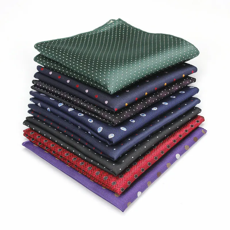 Sang trọng Khăn Tay nam Chấm bi Hoa Wowen Dạ Nỉ Hankies Polyester Hanky Kinh Doanh Bỏ Túi Vuông Ngực Khăn 23*23 CM