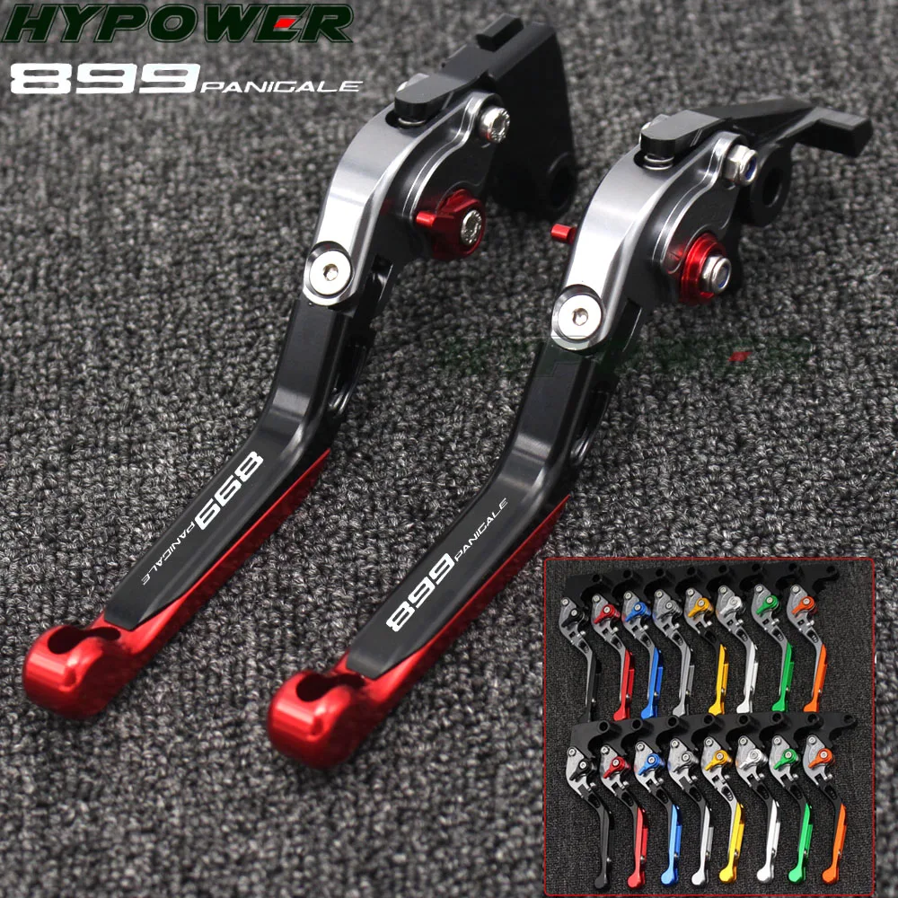 Laser Logo 899 Panigale red&Titanium Adjustable Motorcycle CNC Folding Brake Clutch Levers For Ducati 899 Panigale 2014-2015