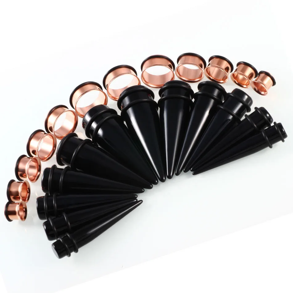 24pcs/lot Acrylic Septum Stretching Kit Sector Expander Stainless Steel Ear Stretching Kit 10mm to 20mm Ear Plugs and Tunnels