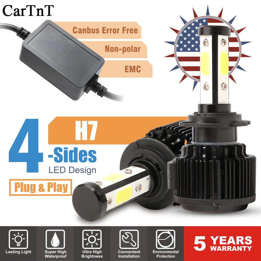 

CarTnT Car Headlight Bulbs H7 LED H9 H4 HB3 5202 9005 HB4 9006 H13 H11 H8 9004 9007 LED Bulb Canbus 100W 16000LM 6000K 12V 24v