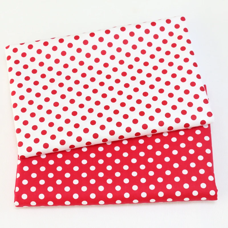 Delikatna Polka Dot 100% bawełna tkanina pikowana odzież pościel domowa szycie tkaniny dla lalek DIY A87