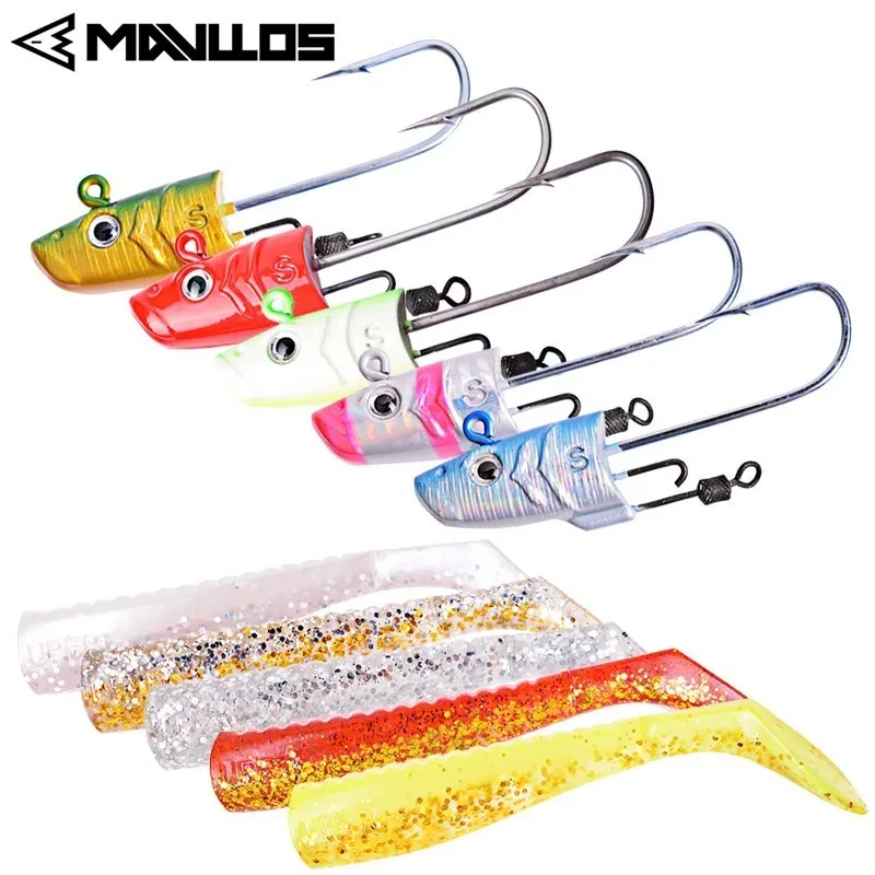 

Mavllos 18g/25g/35g/45g Lead Jig Head Lures Hook Metal Black Minnow Fishing Lure 10cm Soft Tail Hard Bait Saltwater Jigging Lure