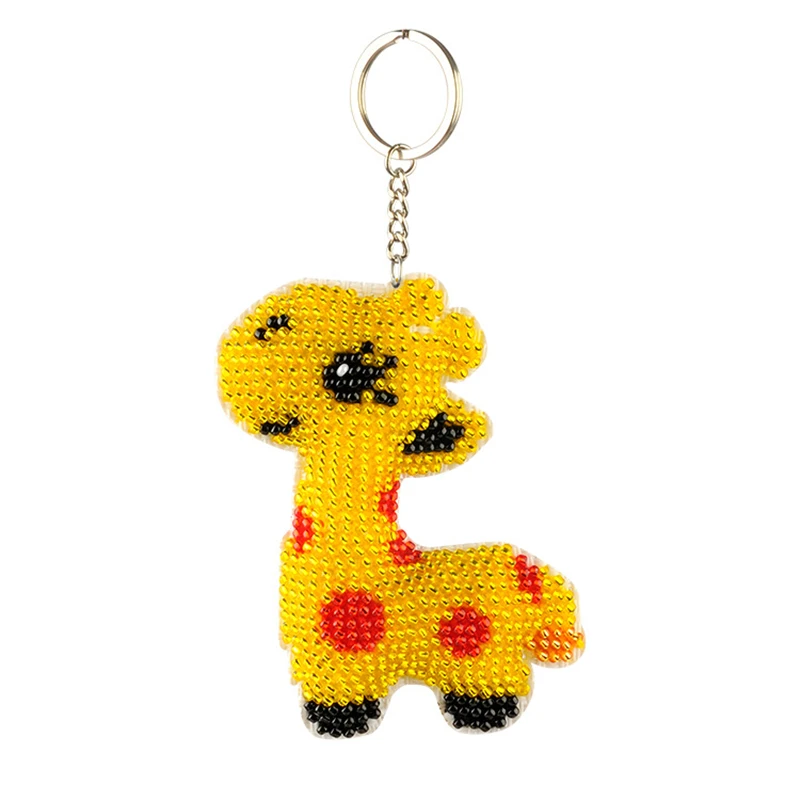 Fashion Beads Toy Children Adult Diy giraffe with beaded key chain cartoon cross-stitch hand bag car keychain 2018 new wholesale