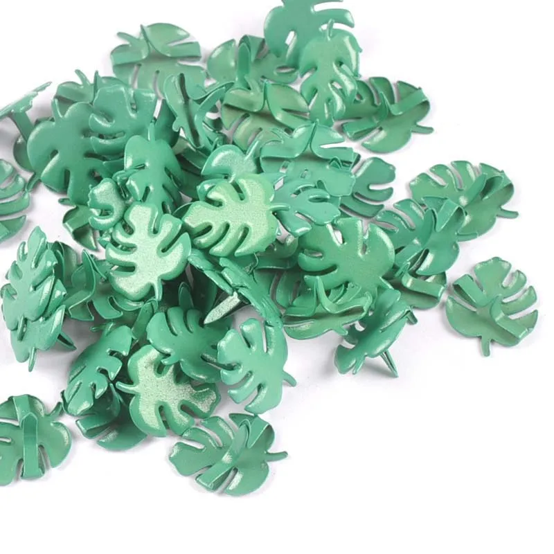 50Pcs Green Banana Leaf Brads Embellishments For Scrapbooking Fastener Brads Metal Crafts Paper Decoration Accessories c2166